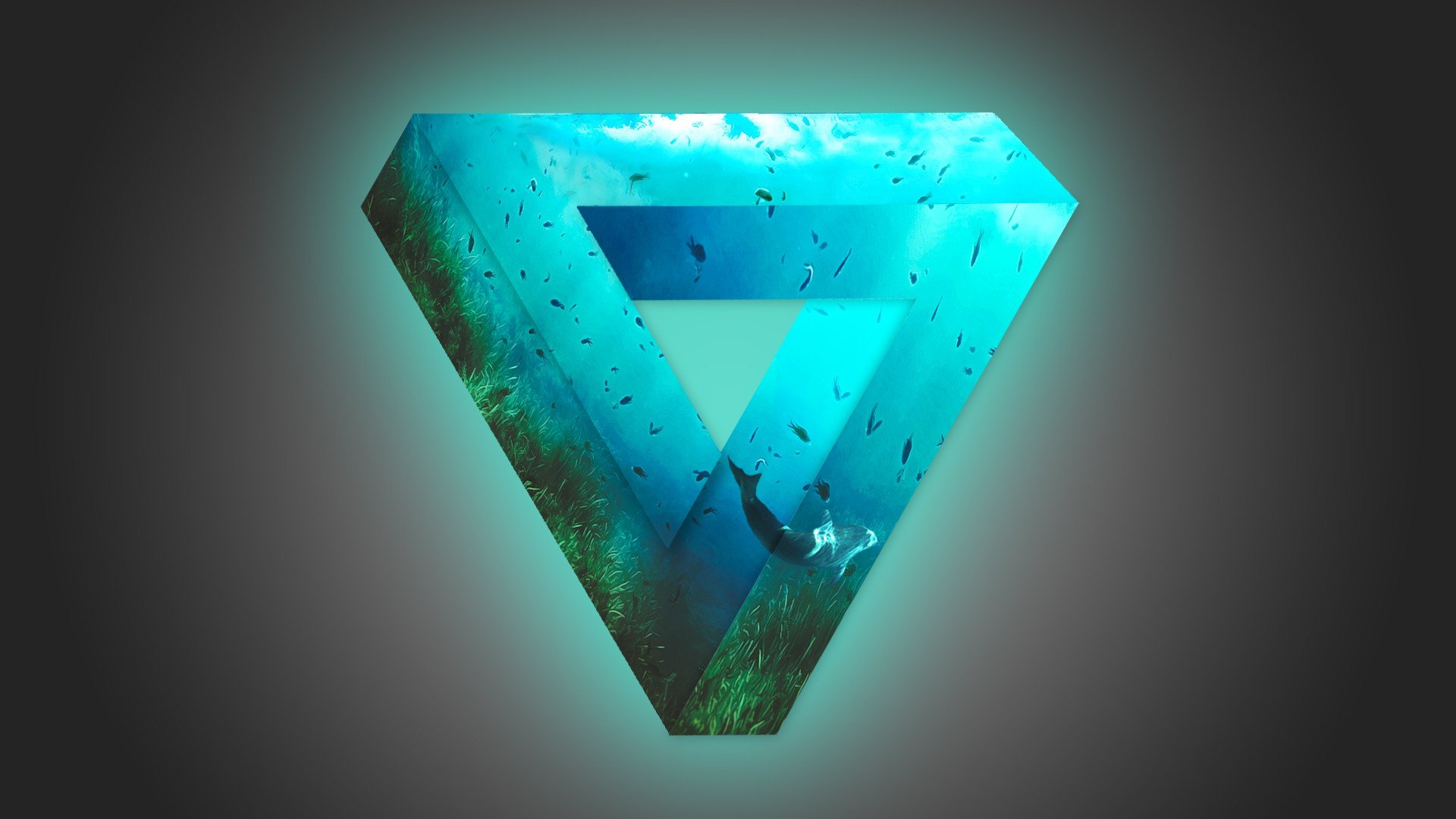 soft gradient, Triangle, Glowing, Fish, Photoshop, Whale, Penrose triangle, Underwater Wallpaper