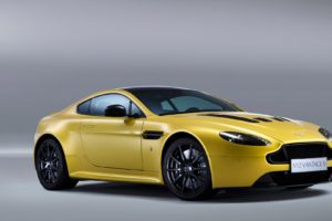 Aston Martin V12 Vantage, Car, Vehicle, Yellow cars, Gray background