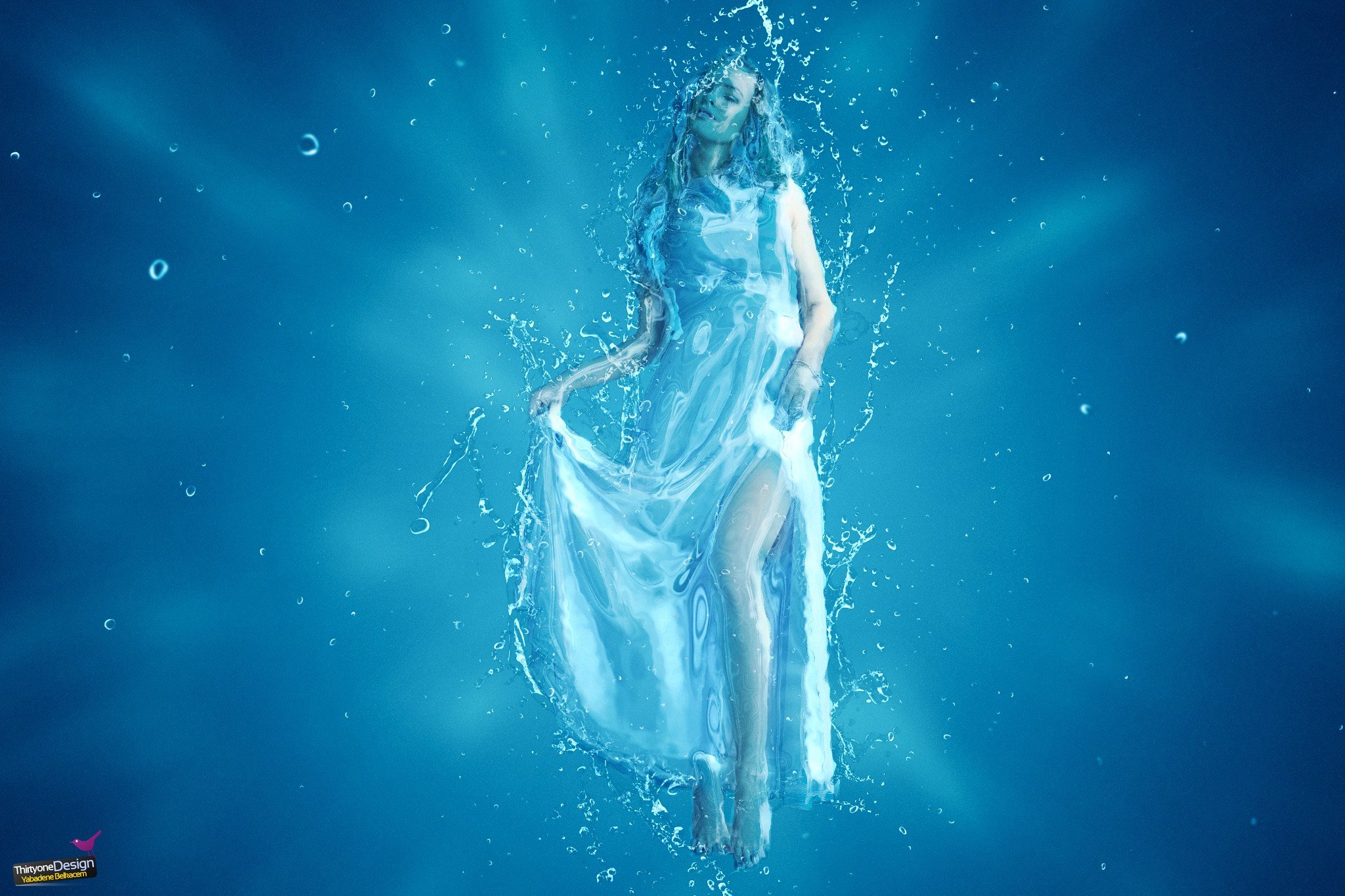 women, Water drops, Water, Watercolor, Underwater, Photo manipulation Wallpaper