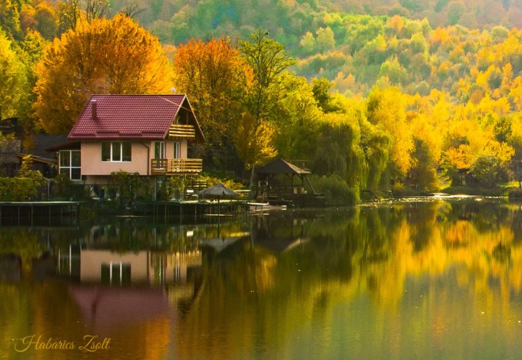 fall, Reflection, House HD Wallpaper Desktop Background