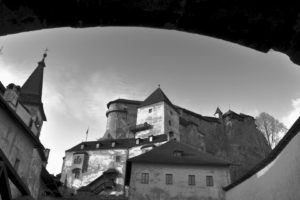 architecture, Castle, Ancient, Tower, Slovakia, Monochrome, Clouds, Arch