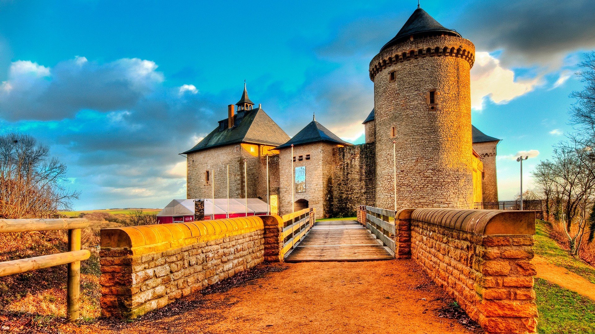 architecture, Castle, Ancient, Tower, Clouds, France, Trees, Fence, Bridge, Stones Wallpaper