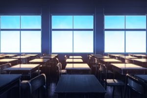 classroom, Clear sky, Anime art
