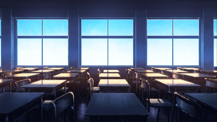 classroom, Clear sky, Anime art HD Wallpaper Desktop Background