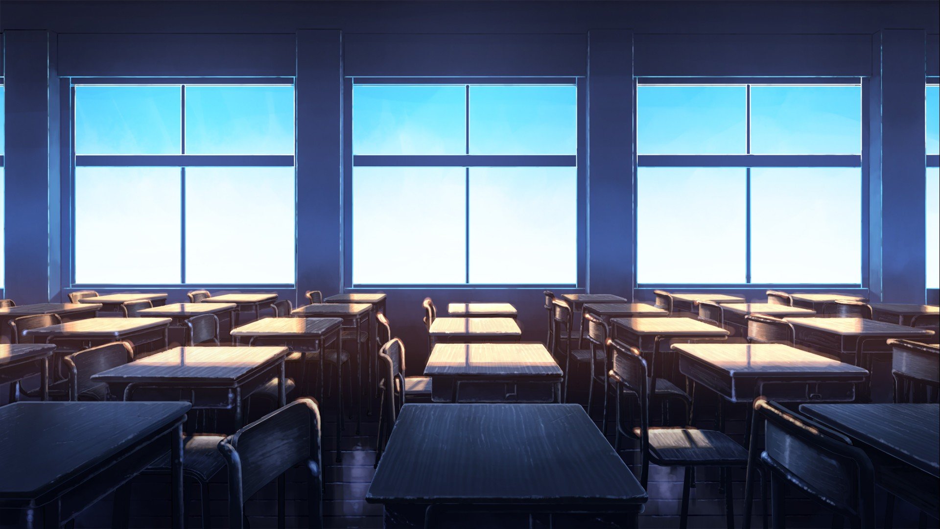 classroom, Clear sky, Anime art HD Wallpapers / Desktop and Mobile