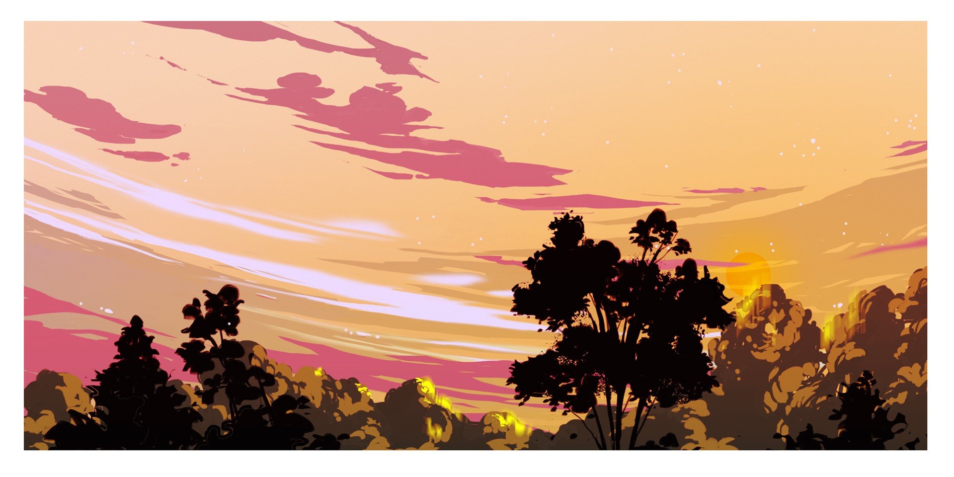 illustration, Sunset, Sky Wallpaper