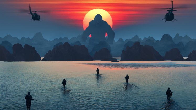 King Kong, Kong: Skull Island, Sunset HD Wallpaper Desktop Background