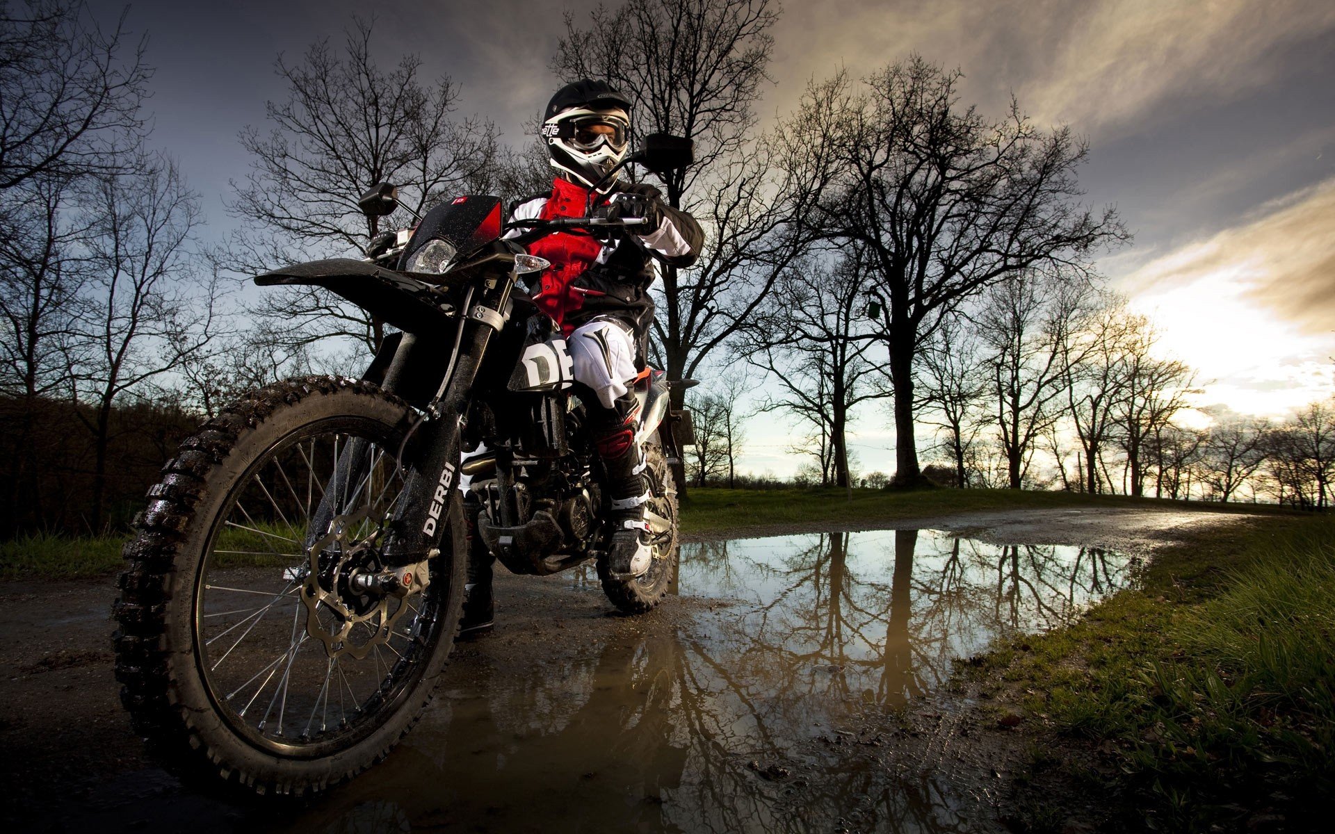 motocross, Water, Helmet Wallpaper