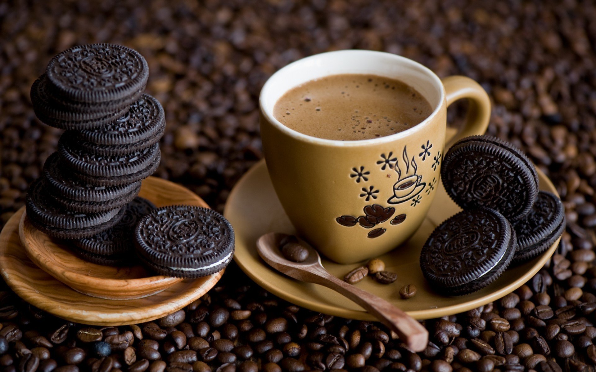coffee, Cup, Spoons, Oreos HD Wallpapers / Desktop and Mobile Images &  Photos