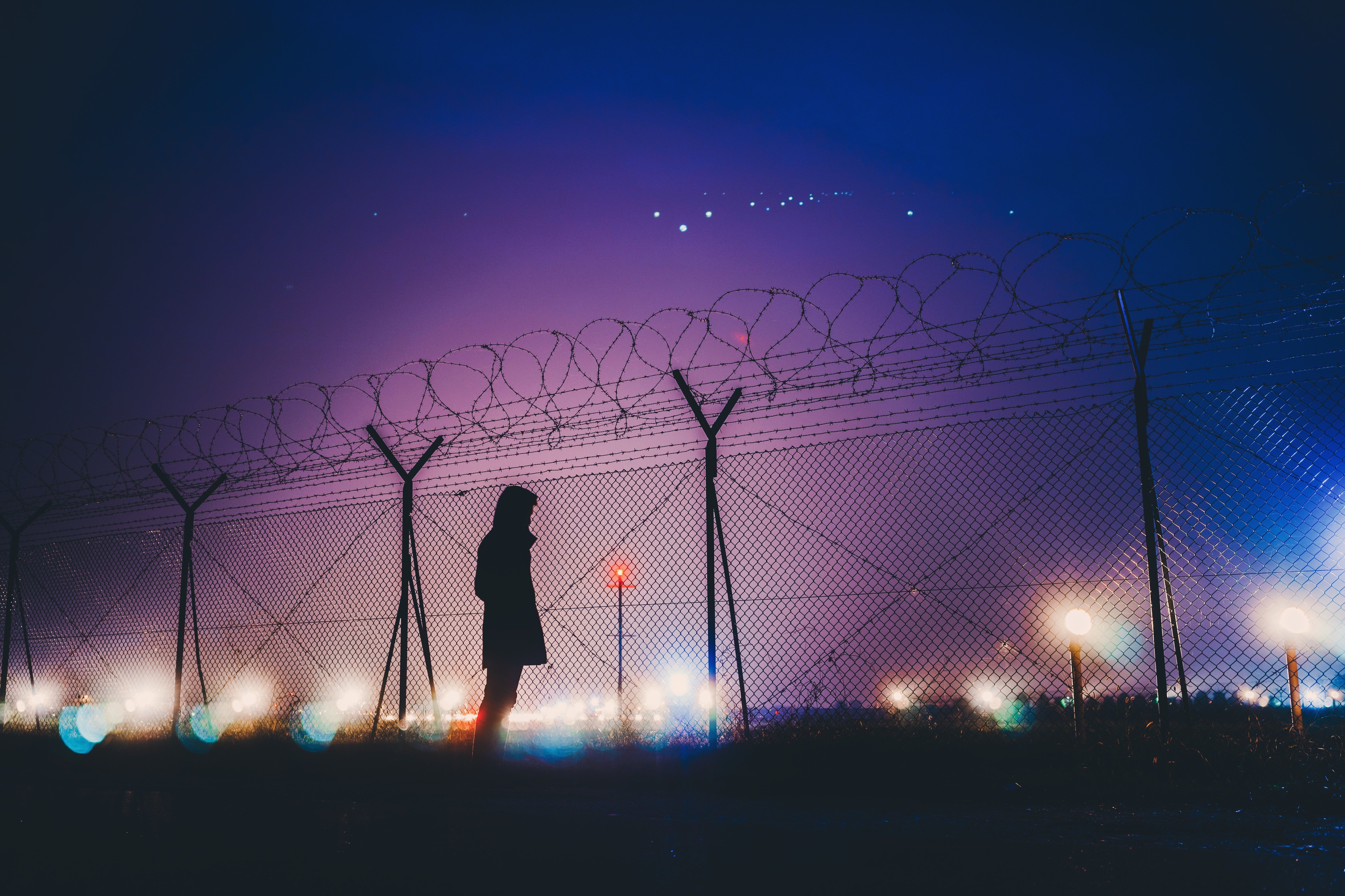 lights, Night, Grid, Fence, Wire Wallpaper