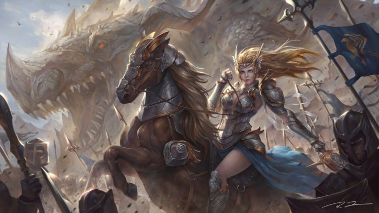 warrior, Fantasy art, Dragon, Army HD Wallpaper Desktop Background