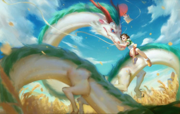 dragon, Spirited Away, Fan art, Anime, Anime girls, Studio Ghibli HD Wallpaper Desktop Background