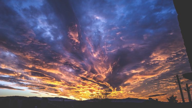 sky, Clouds, Warm colors, Shadow, Winter, Photography, Horizon HD Wallpaper Desktop Background