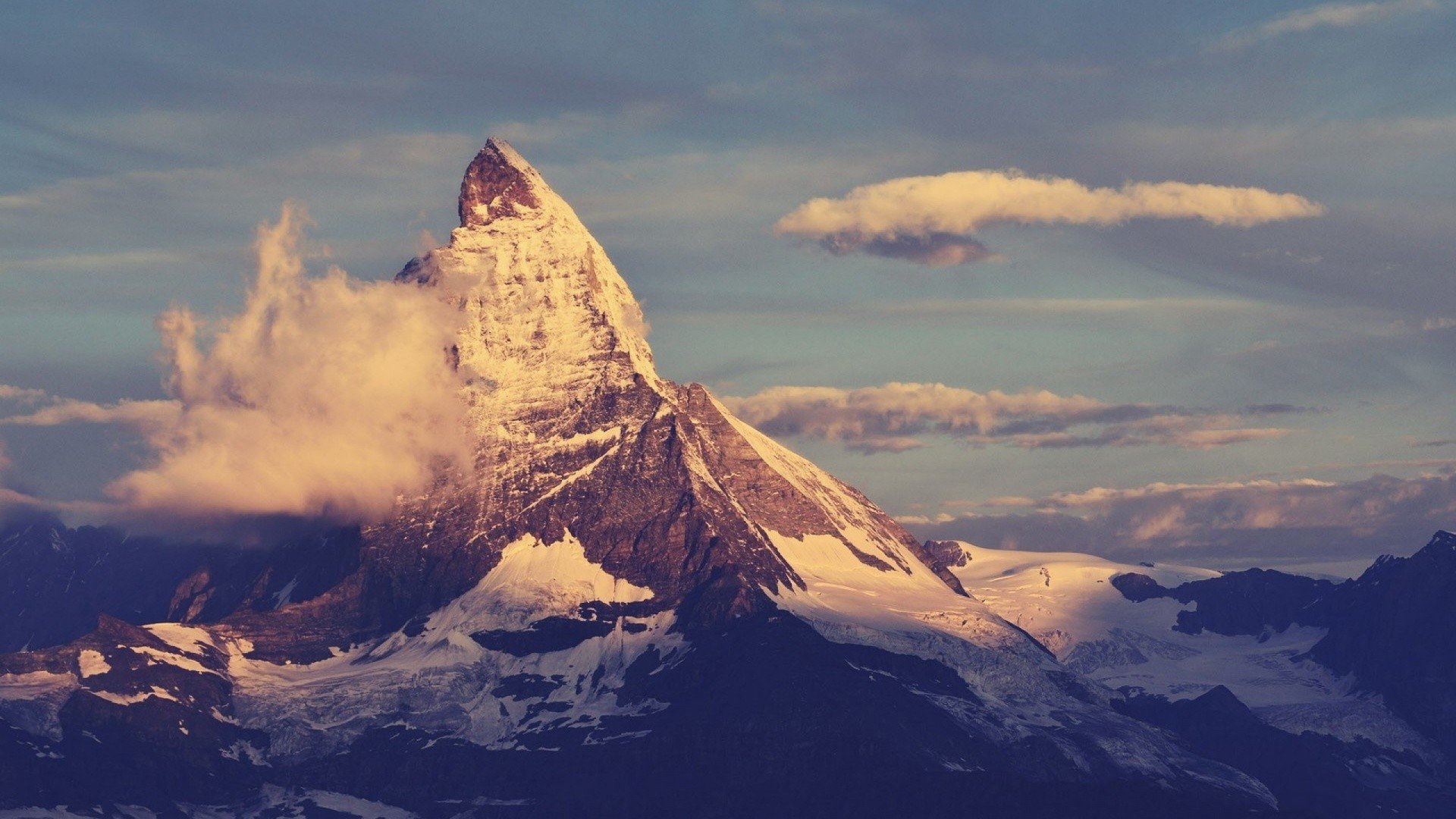 mountains, Nature, Clouds, Sunlight, Matterhorn Wallpaper