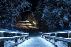 winter, Stairs, Night