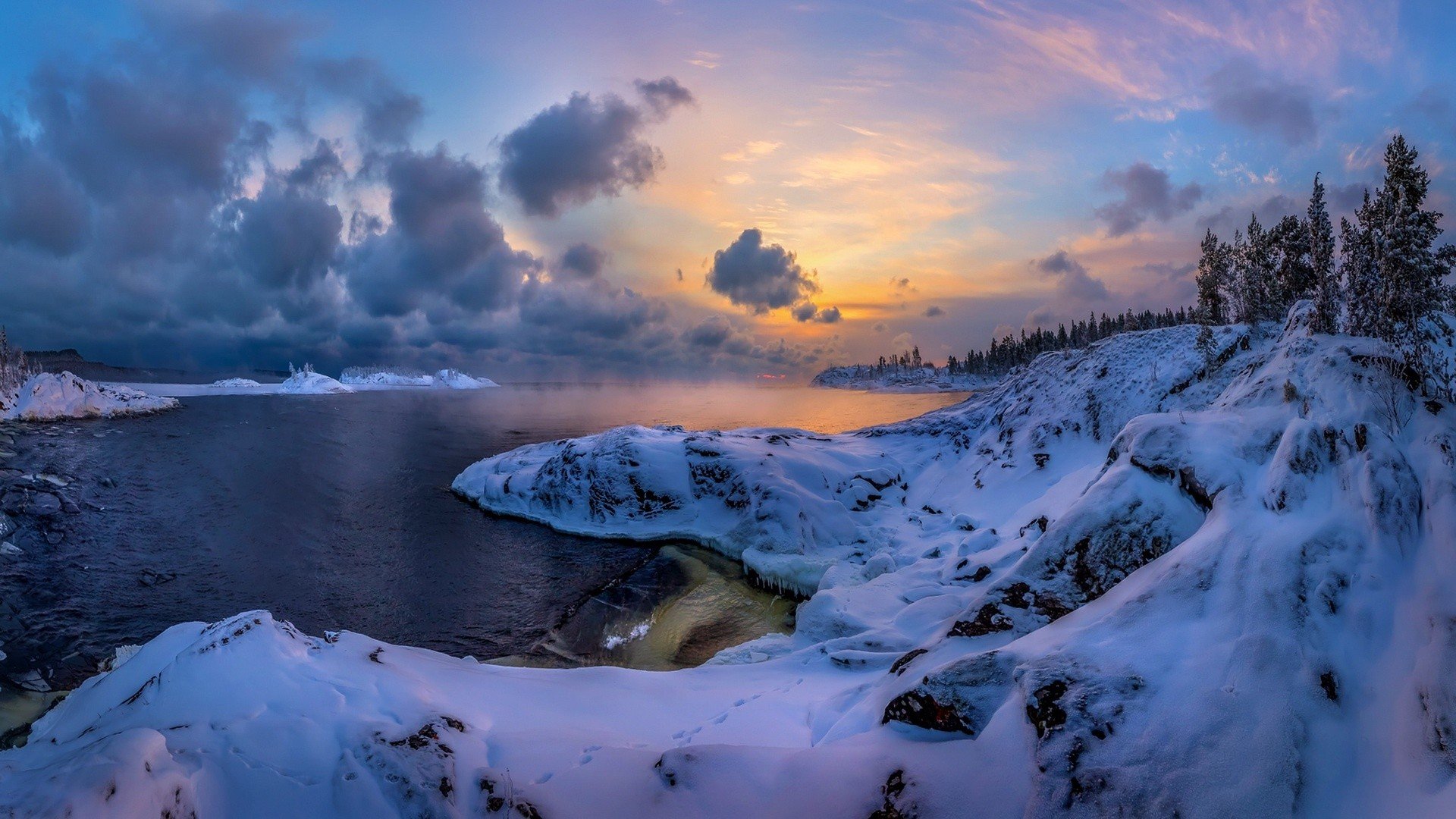 nature, Winter, Sky, Snow, Landscape Wallpaper