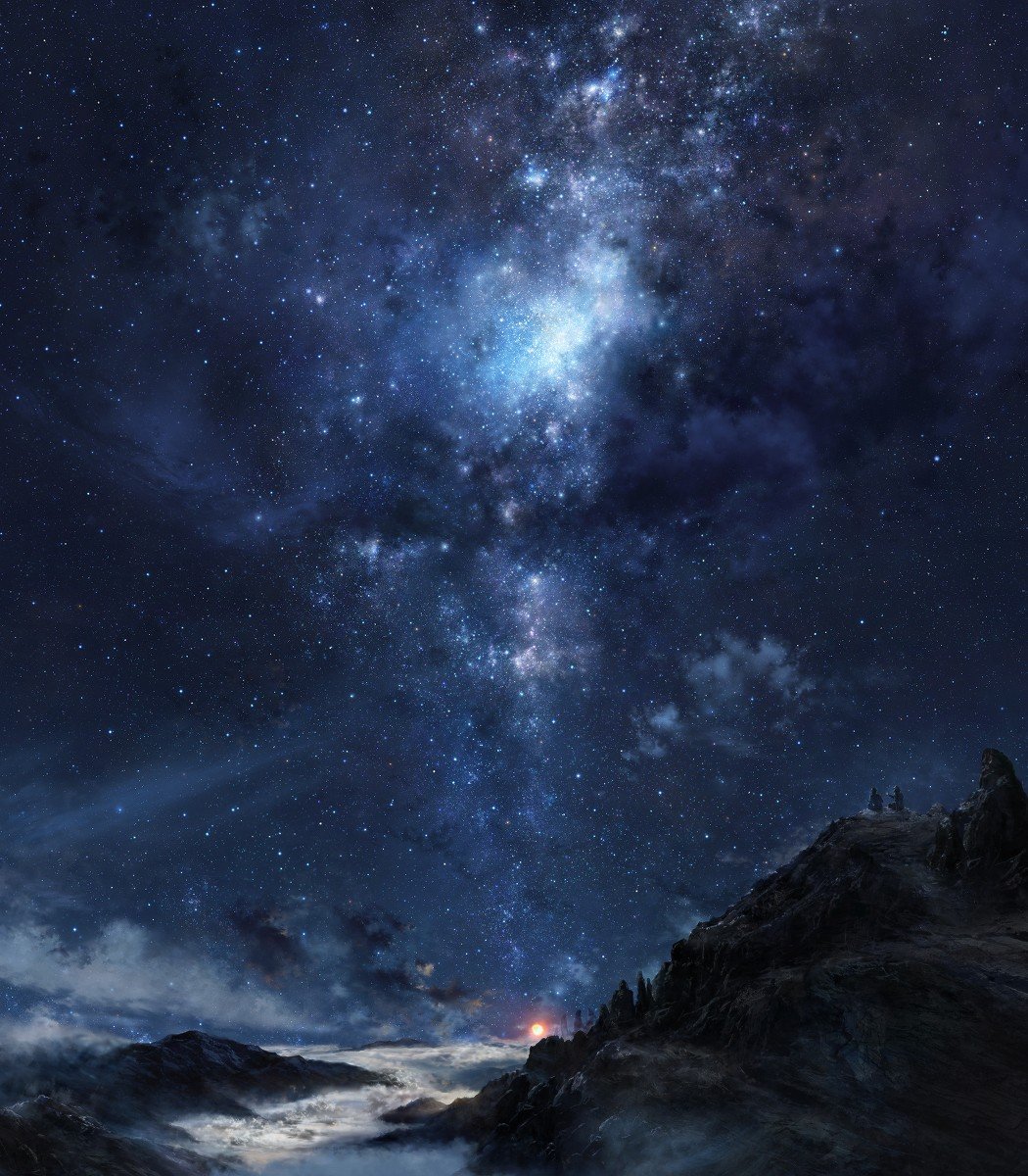stars, Galaxy, Clouds, Sky, Nebula, Mountains, Night Wallpaper