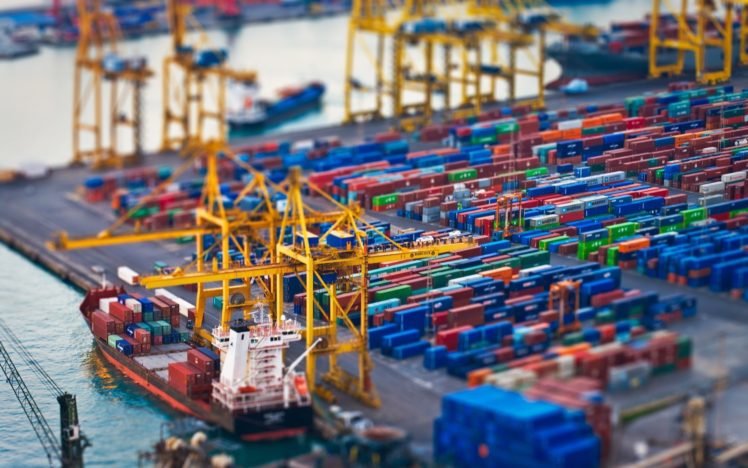 tilt shift, Harbor, Container ship HD Wallpapers / Desktop and Mobile  Images & Photos