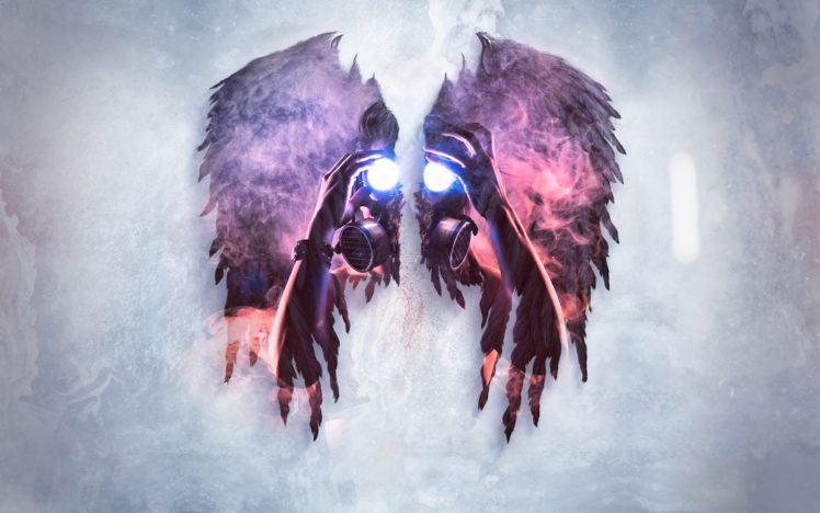Dragon Wings, Gas masks HD Wallpaper Desktop Background