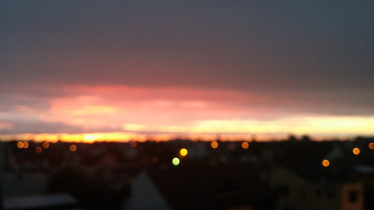 sunset, Blurred, Lights, Sun rays, Rain HD Wallpaper Desktop Background