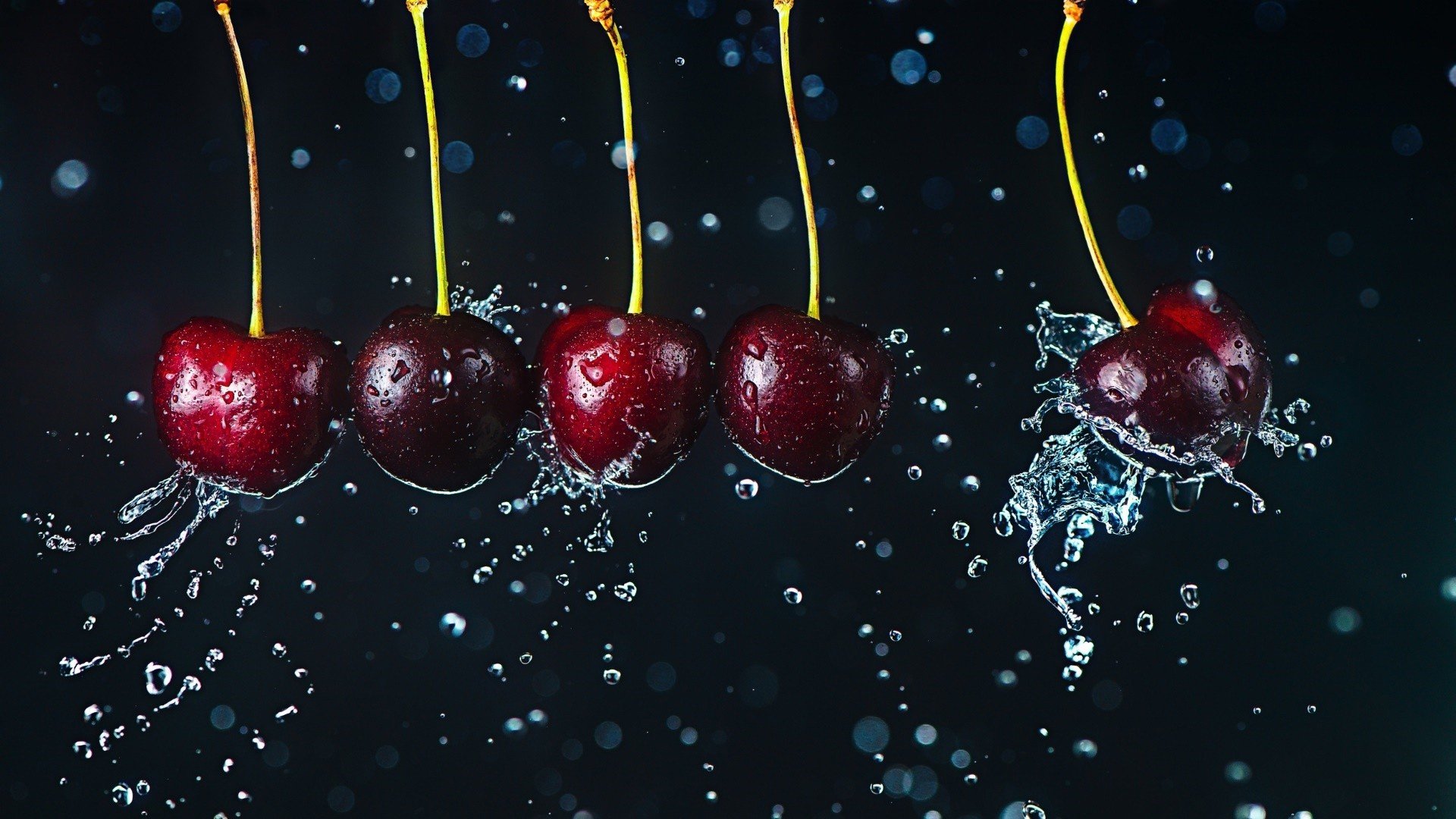 liquid, Water, Cherries, Fruit Wallpaper