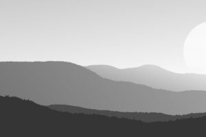 gradient, Mountains, Digital art, Monochrome