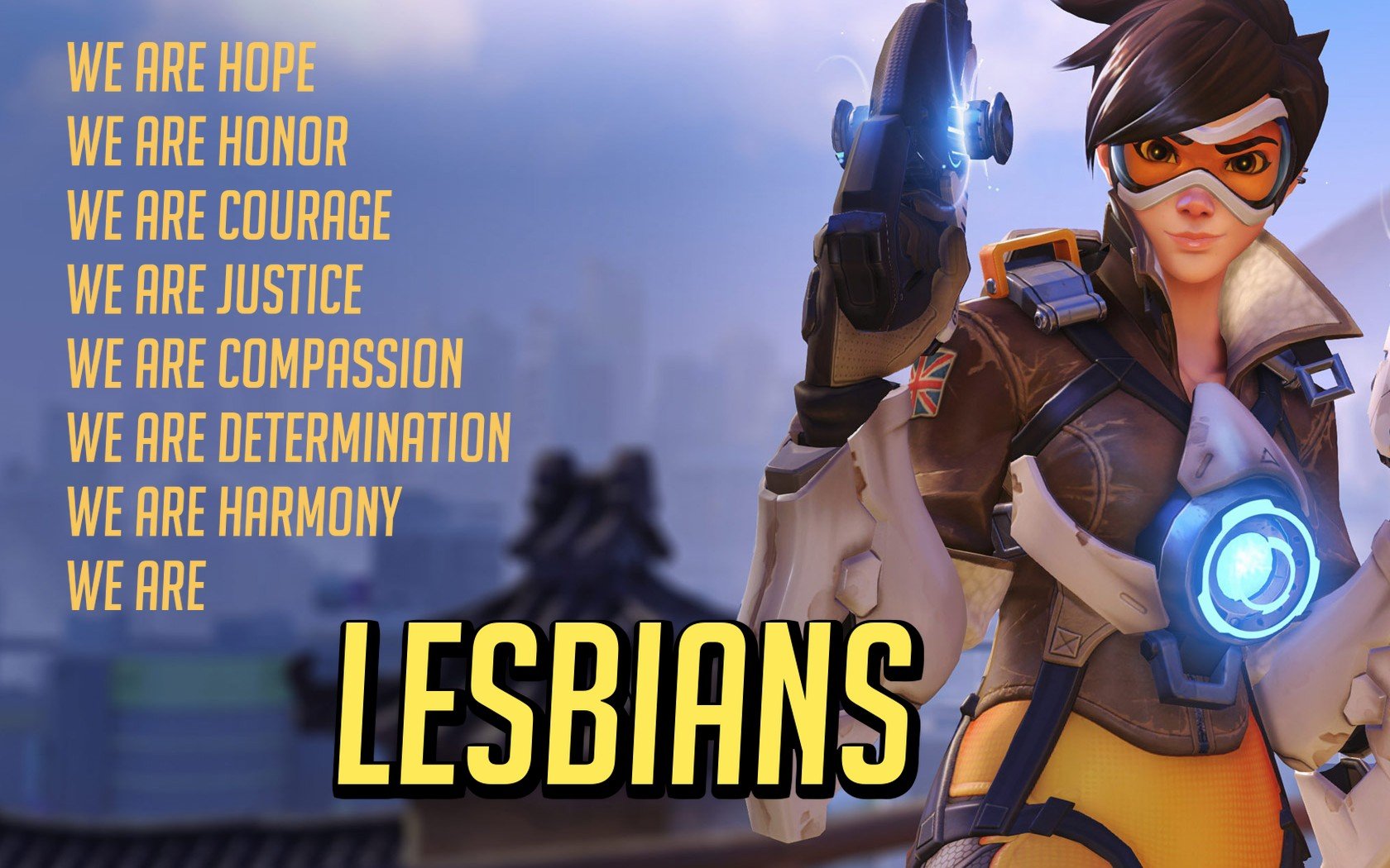lesbians, Canon, Tracer (Overwatch) Wallpaper