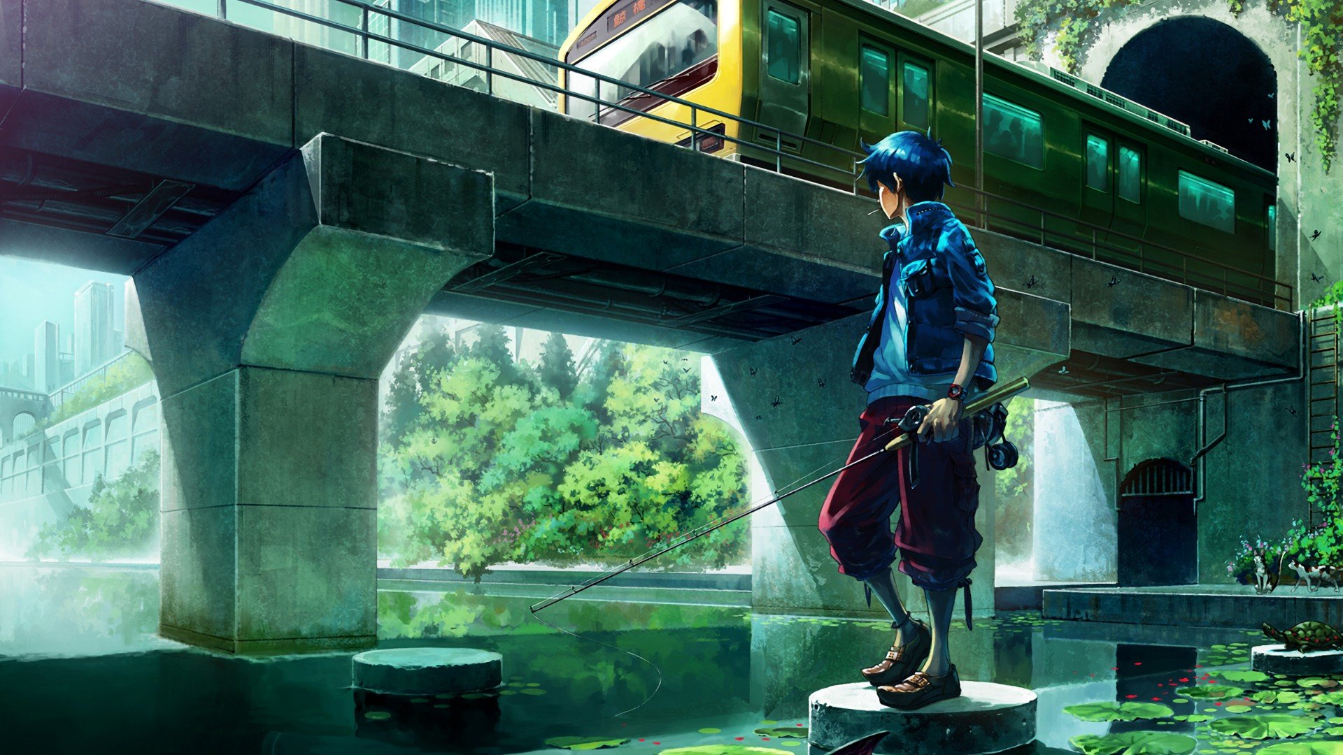 anime, Anime boy, Fishing rod Wallpaper