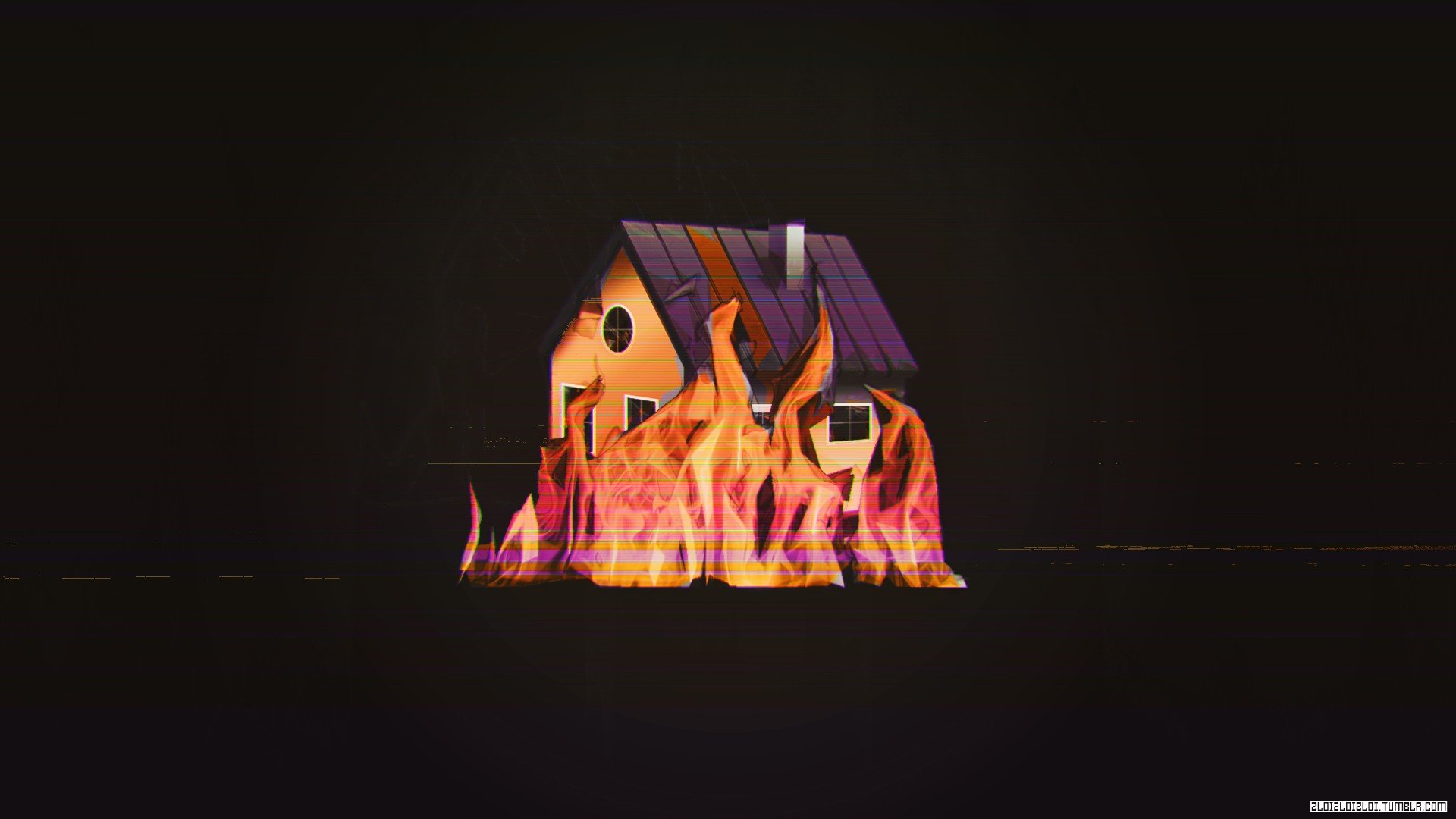 glitch art, Building, Fire, House Wallpaper