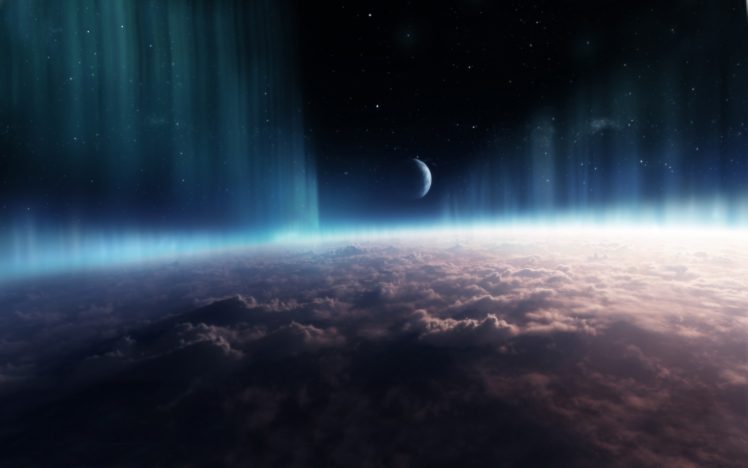 aurora  borealis, Space, Clouds HD Wallpaper Desktop Background
