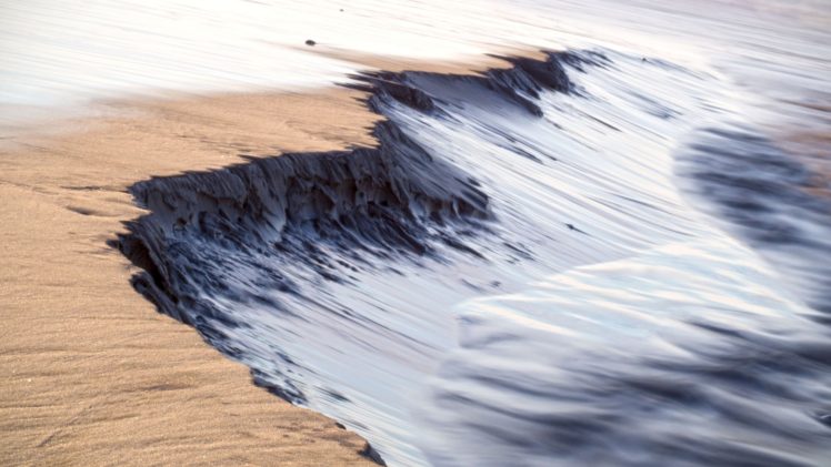 sea, Waves, Long exposure, Sand, Corrosion HD Wallpaper Desktop Background