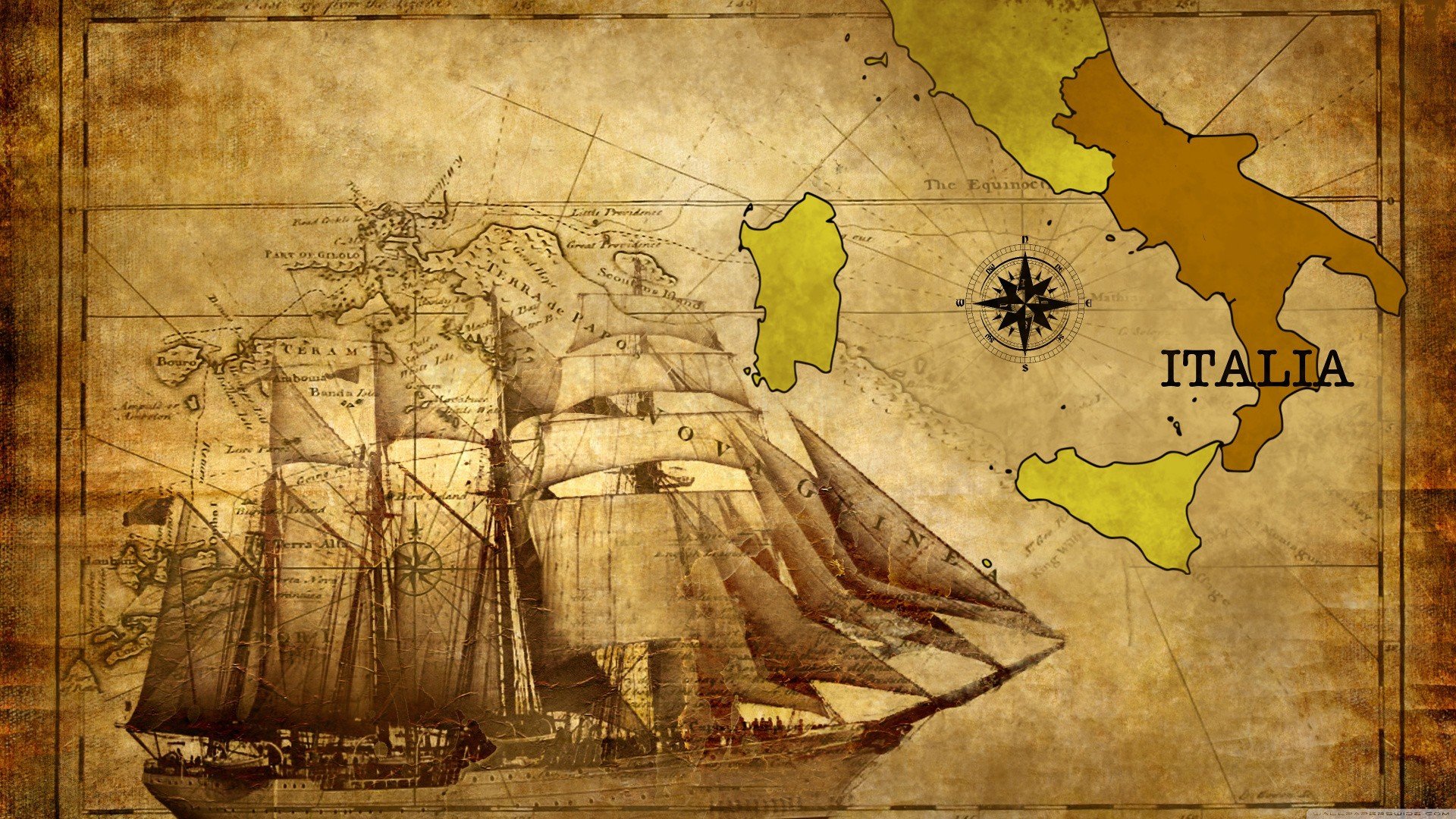 old, Map, Italy, Calabria, Historic, Compass, Vessel, Ship Wallpaper