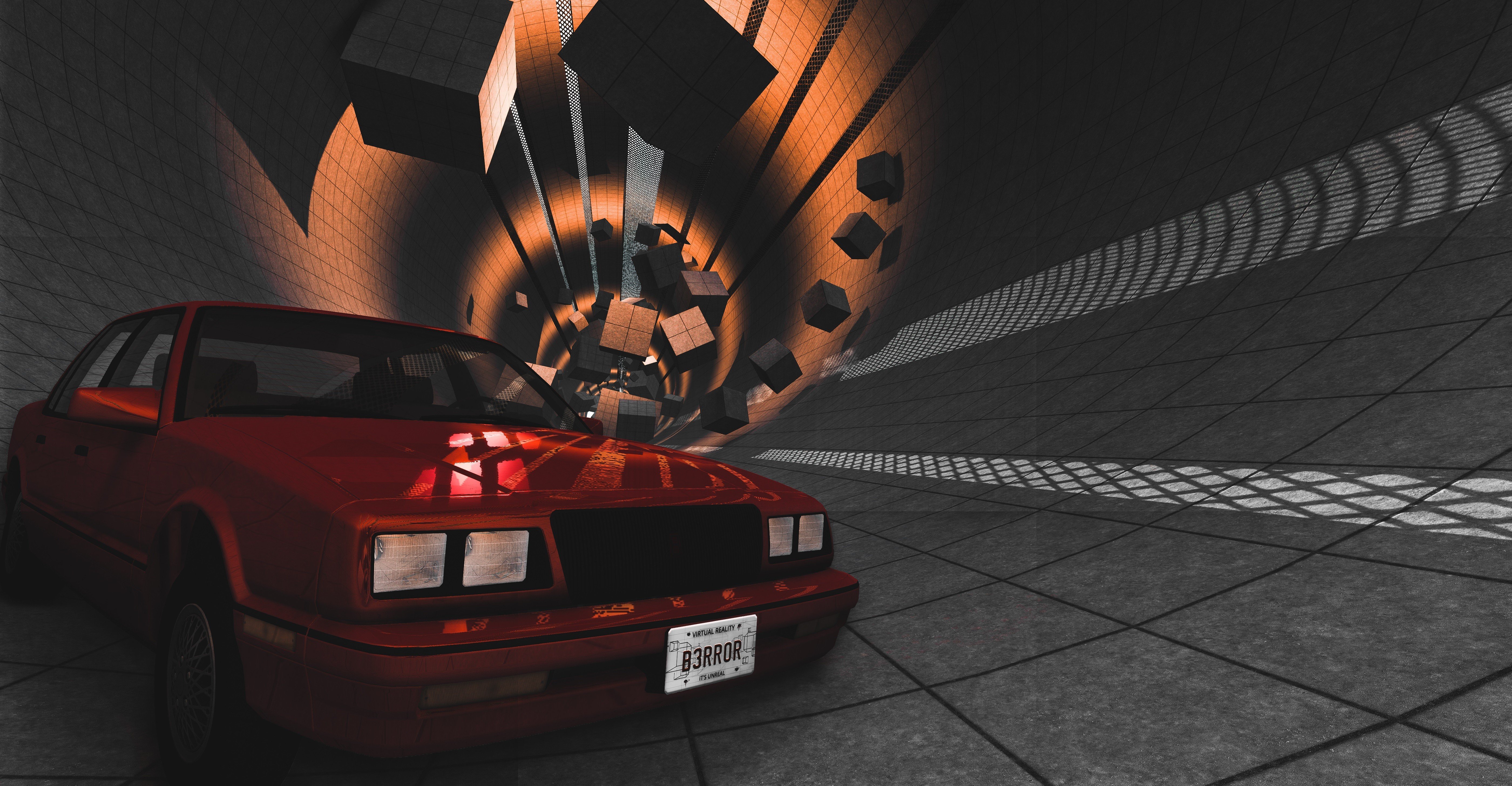 beamng, Car, Tunnel, Red Wallpaper