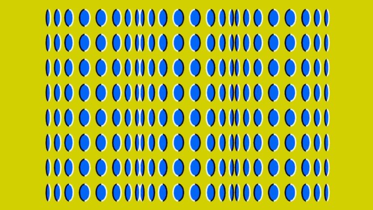 optical illusion, Yellow background, Polka dots HD Wallpaper Desktop Background