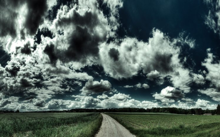 clouds, Road, HDR HD Wallpaper Desktop Background