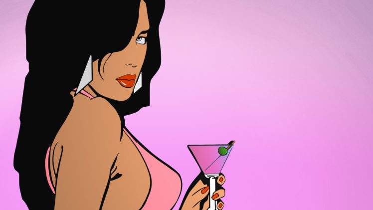 bikini top, Red lipstick, Pink, Grand Theft Auto Vice City, Video games HD Wallpaper Desktop Background