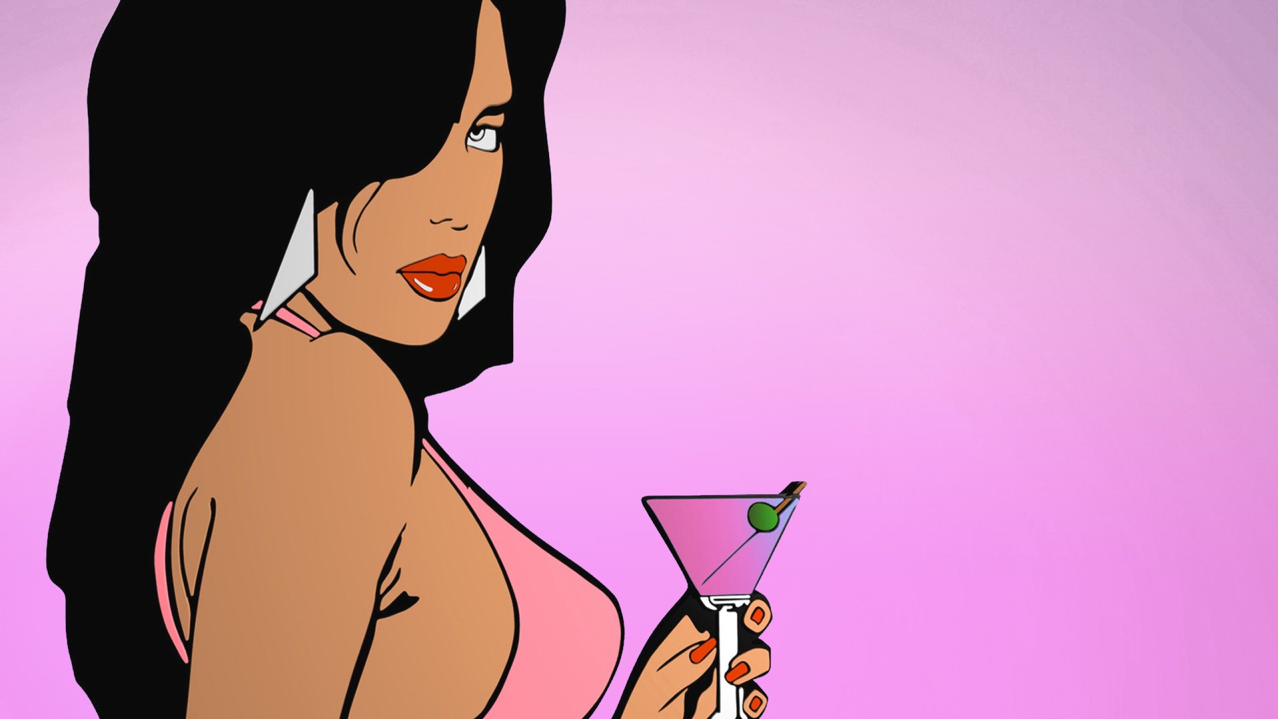 bikini top, Red lipstick, Pink, Grand Theft Auto Vice City, Video games Wallpaper