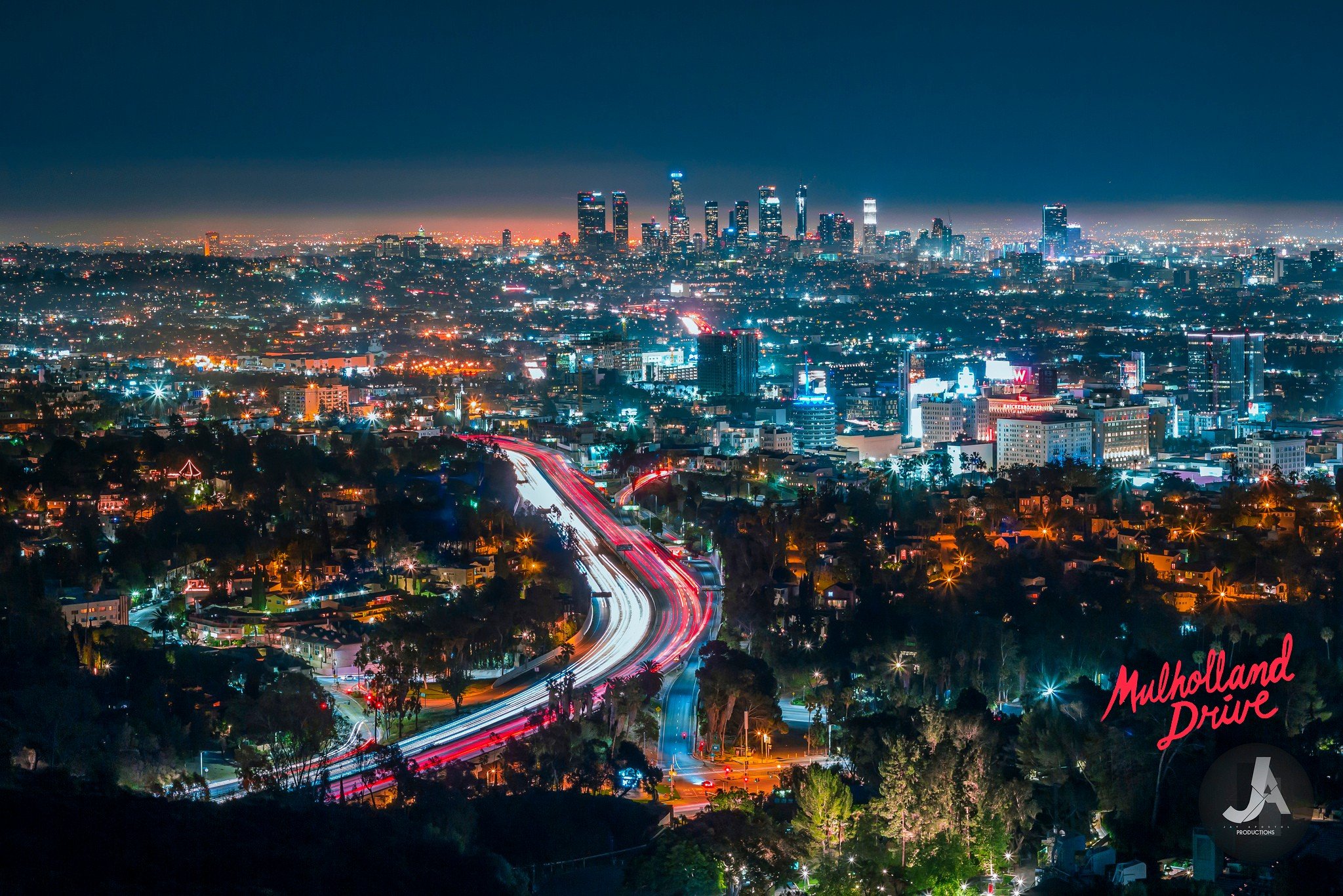 photography, Cityscape, Light trails, City lights, Los Angeles, Skyline Wallpaper