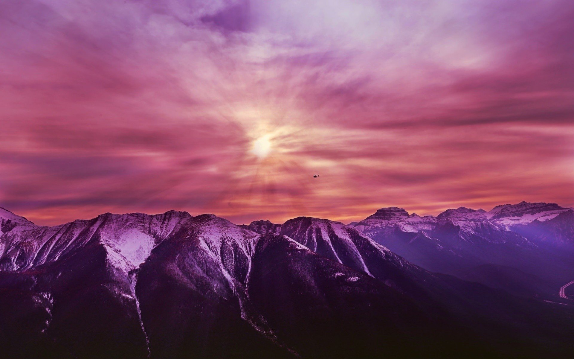 sky, Clouds, Nature, Mountains, Helicopters Wallpaper