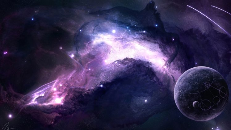 Joeyjazz Space Planet Moon Galaxy Purple Space Art Digital