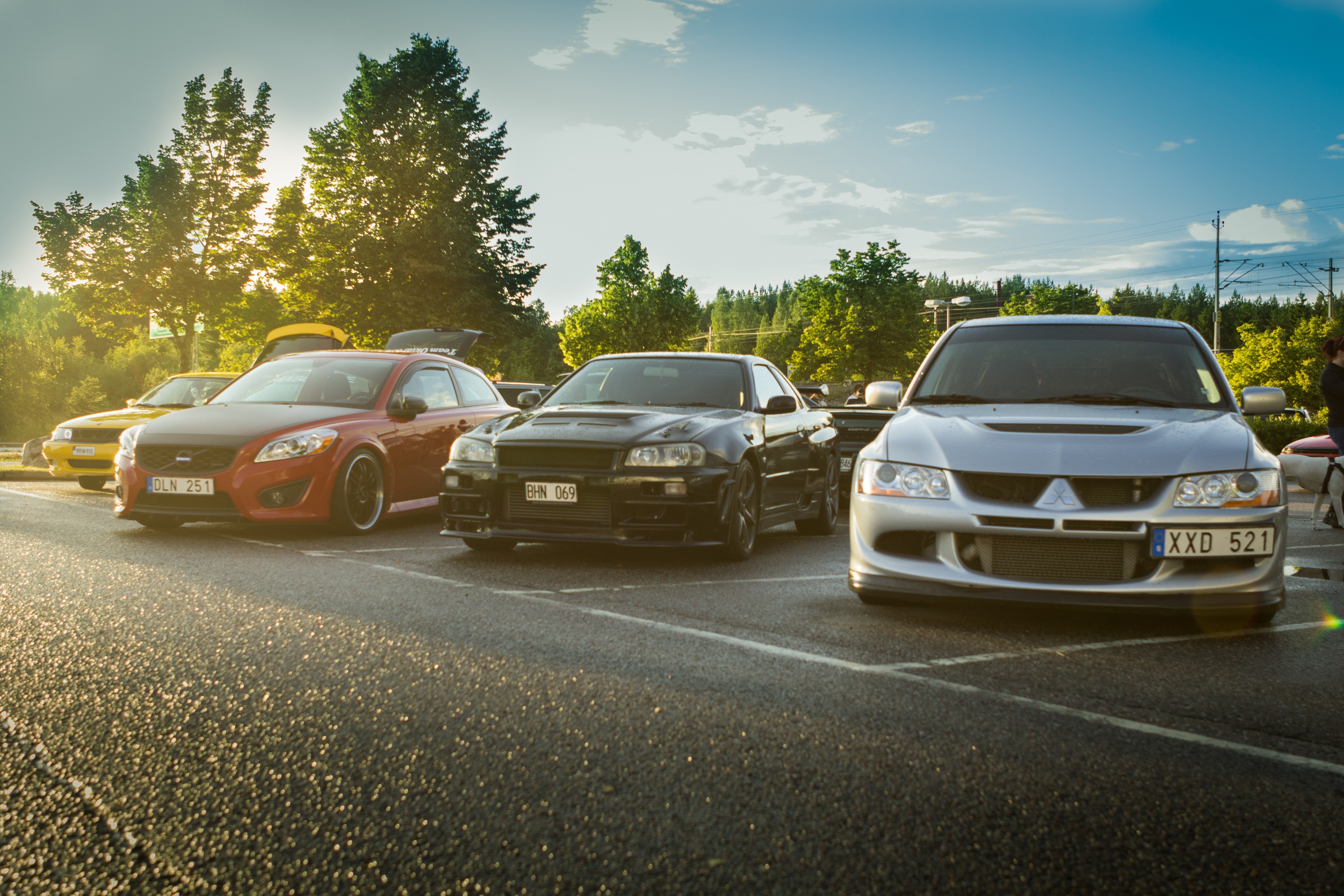 Nissan, Skyline, Nissan Skyline R34, Nissan Skyline GT R R34, Black Pearl, Lancer Evolution VIII Wallpaper