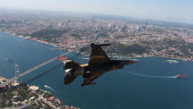 SoloTurk, Turkey, Istanbul, Bosphorus Bridge, General Dynamics F 16 Fighting Falcon, Bosphorus HD Wallpaper Desktop Background