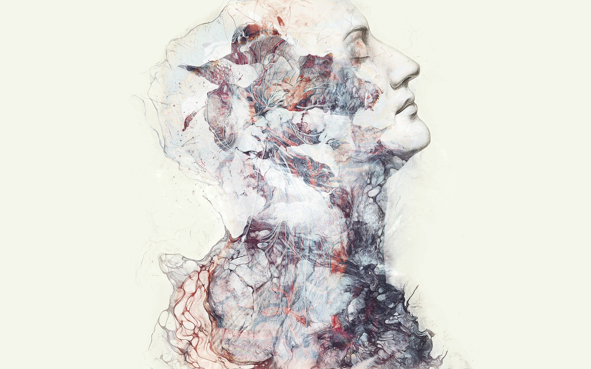 Person, Face, Profile, Closed eyes, Album covers, Drawn, Abstract Wallpaper