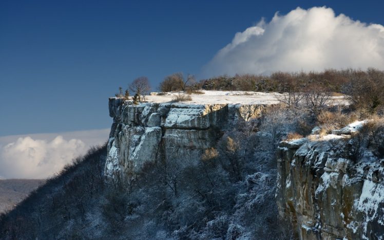 cliff, Nature, Winter, Landscape HD Wallpaper Desktop Background