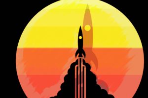 spaceship, Sun rays, Rocket, Launching