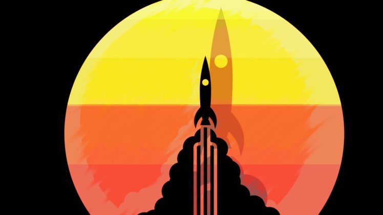 spaceship, Sun rays, Rocket, Launching HD Wallpaper Desktop Background