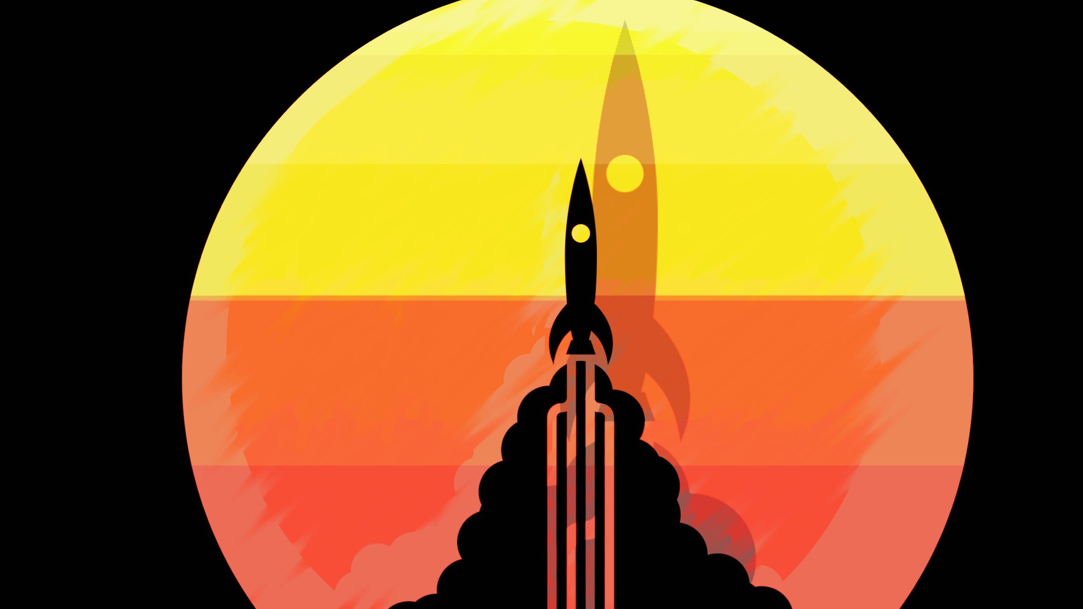 spaceship, Sun rays, Rocket, Launching Wallpaper