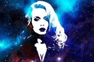 women, Galaxy, Stars, Digital art, Purple background