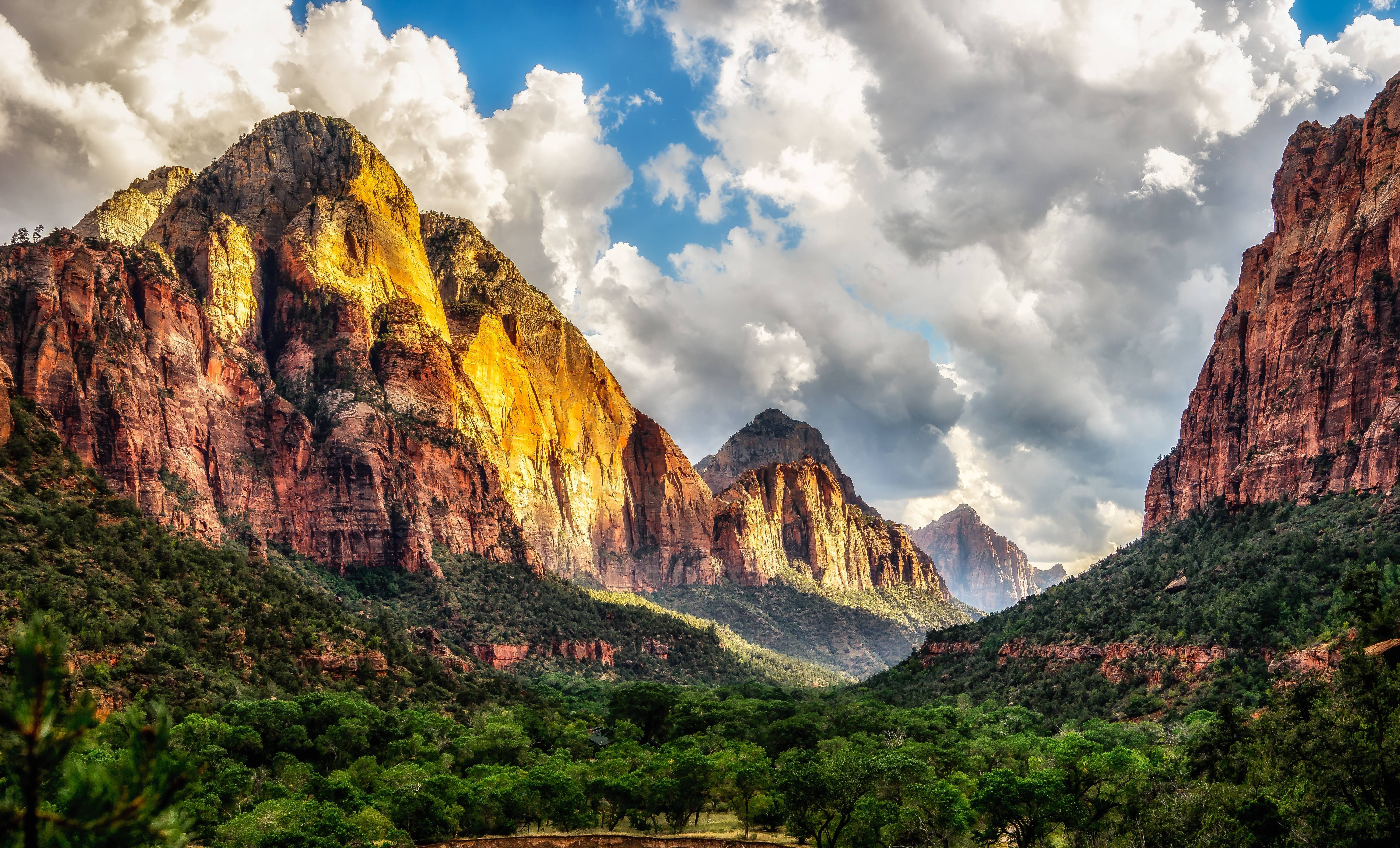 Zion National Park, Utah, Trees, Clouds, Nature HD Wallpapers / Desktop