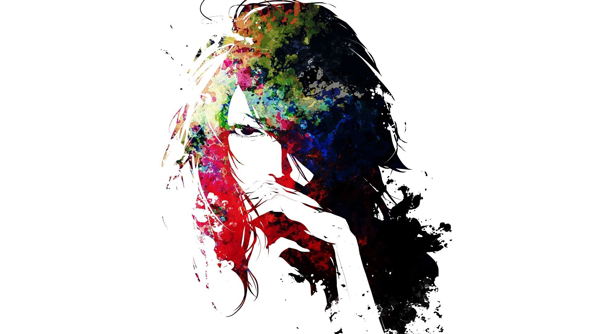face, Selective coloring, Drawing, Colorful Wallpaper